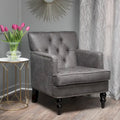 Klubové křeslo z mikrovlákna s knoflíky a cvočky – 28Š x 31,75H x 35V