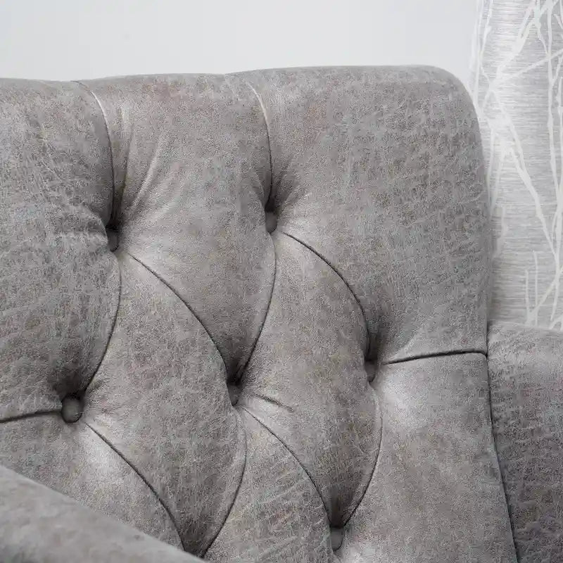 Klubové křeslo z mikrovlákna s knoflíky a cvočky – 28Š x 31,75H x 35V