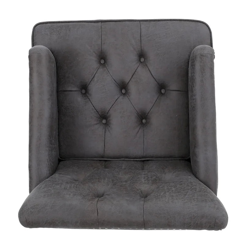 Klubové křeslo z mikrovlákna s knoflíky a cvočky – 28Š x 31,75H x 35V