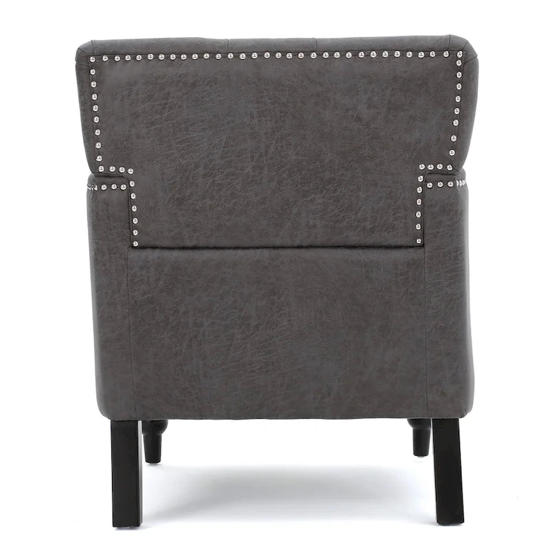 Klubové křeslo z mikrovlákna s knoflíky a cvočky – 28Š x 31,75H x 35V