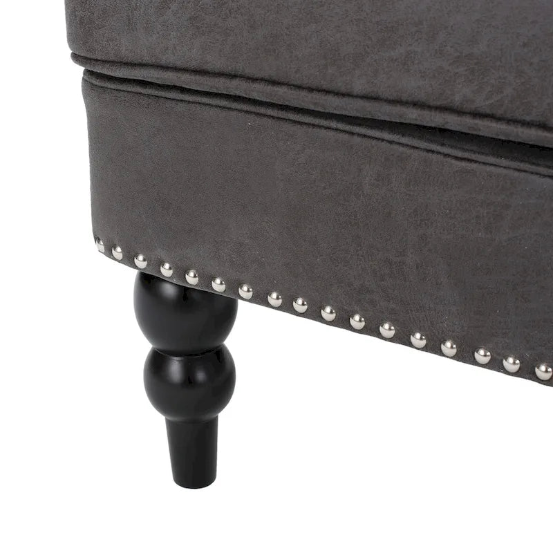 Klubové křeslo z mikrovlákna s knoflíky a cvočky – 28Š x 31,75H x 35V