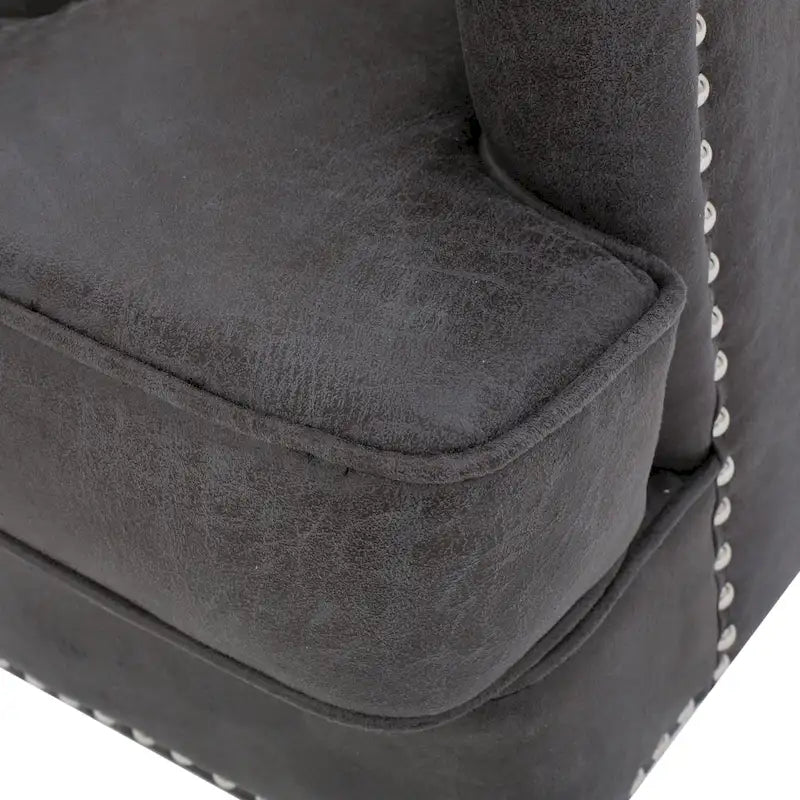 Klubové křeslo z mikrovlákna s knoflíky a cvočky – 28Š x 31,75H x 35V