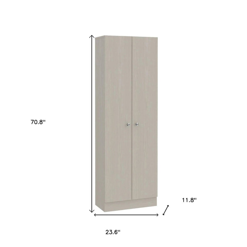 71" světle šedá dřevěná spíž nebo úložná skříň – 23,6Š x 70,8V x 11,8H