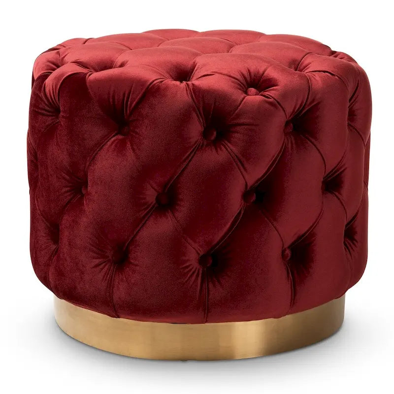 Glamour čalouněný sametový otoman s knoflíky