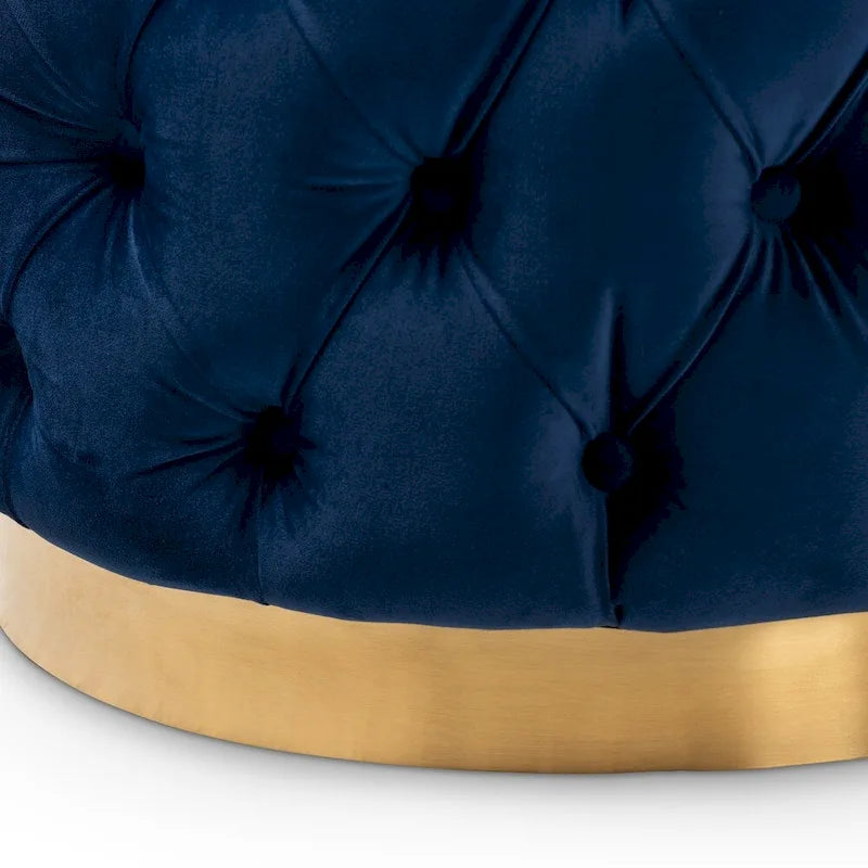 Glamour čalouněný sametový otoman s knoflíky
