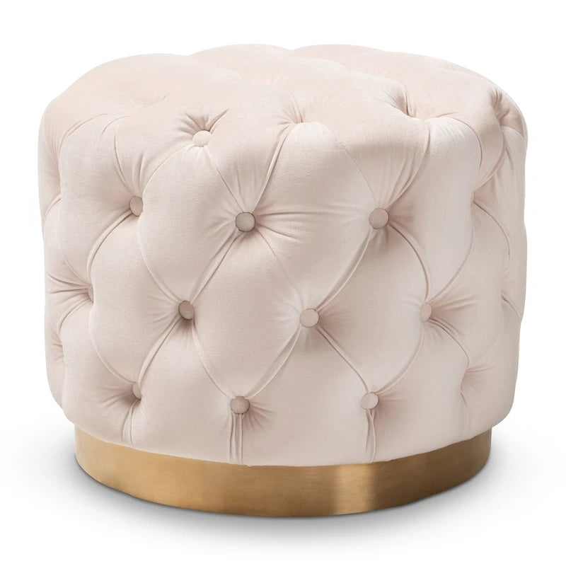 Glamour čalouněný sametový otoman s knoflíky