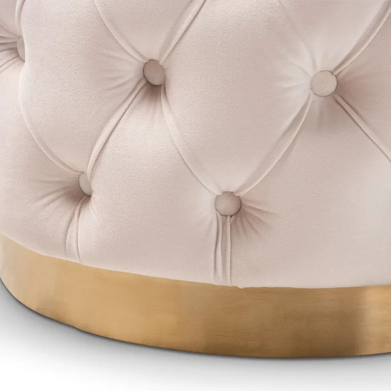 Glamour čalouněný sametový otoman s knoflíky