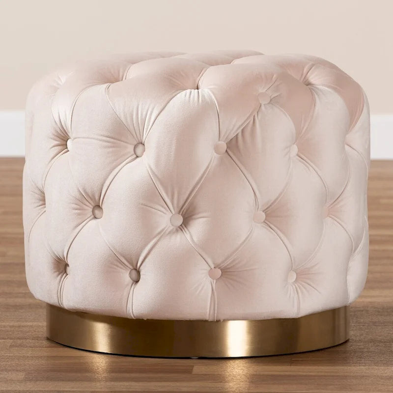 Glamour čalouněný sametový otoman s knoflíky