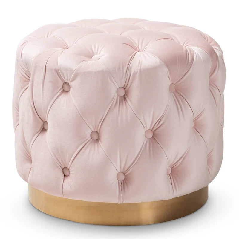 Glamour čalouněný sametový otoman s knoflíky