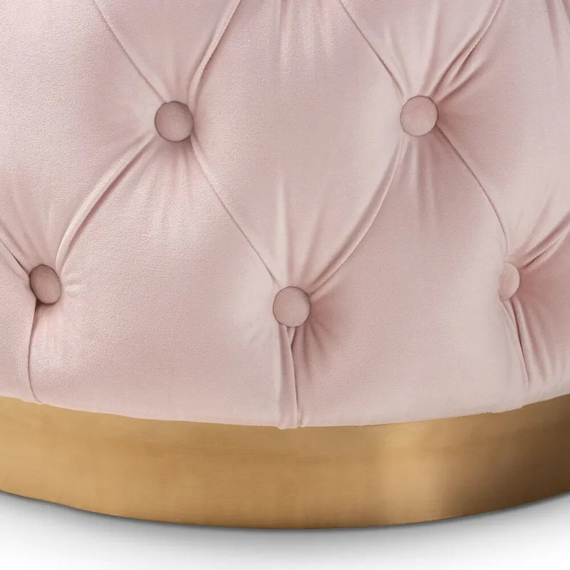 Glamour čalouněný sametový otoman s knoflíky