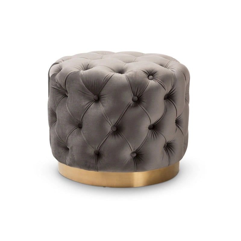 Glamour čalouněný sametový otoman s knoflíky