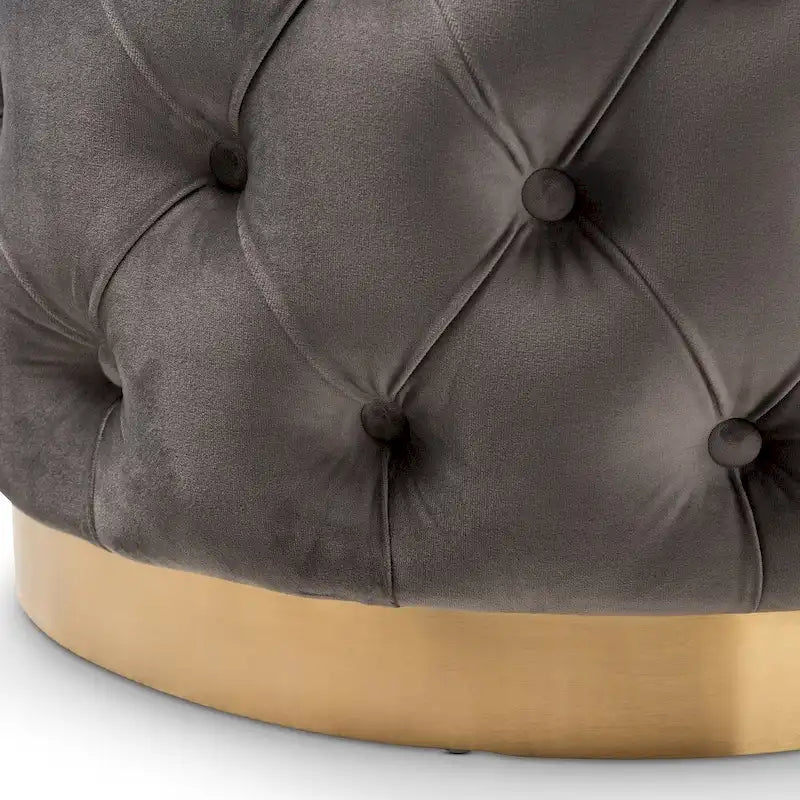 Glamour čalouněný sametový otoman s knoflíky