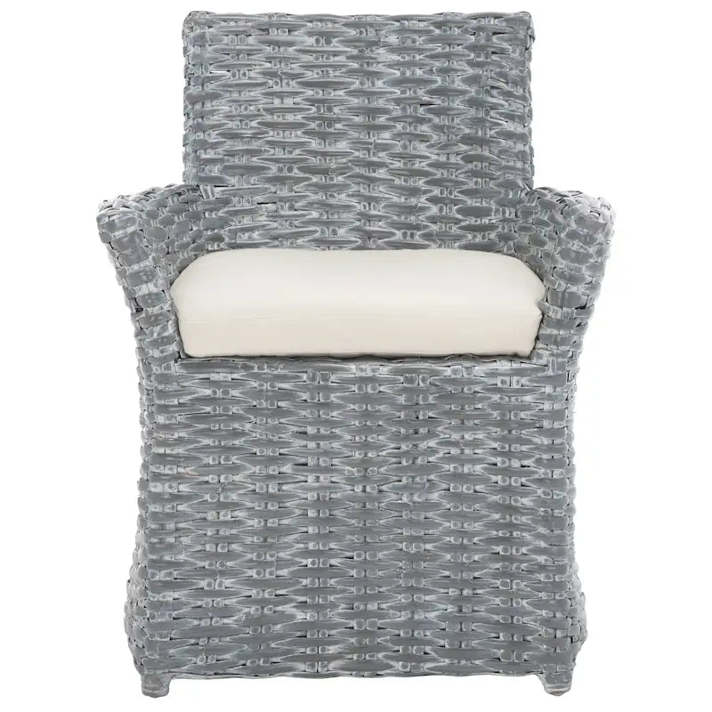 Šedé proutěné křeslo s vymývaným vzhledem – 28 Š x 24 H x 33 V