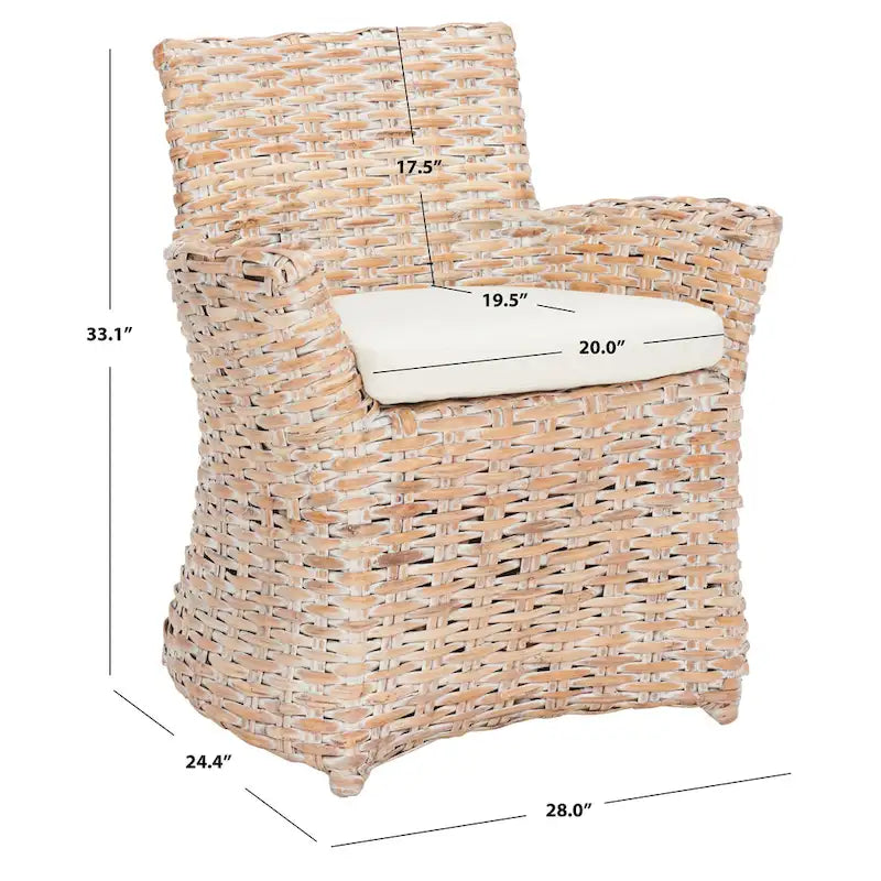 Šedé proutěné křeslo s vymývaným vzhledem – 28 Š x 24 H x 33 V