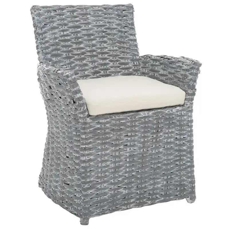 Šedé proutěné křeslo s vymývaným vzhledem – 28 Š x 24 H x 33 V