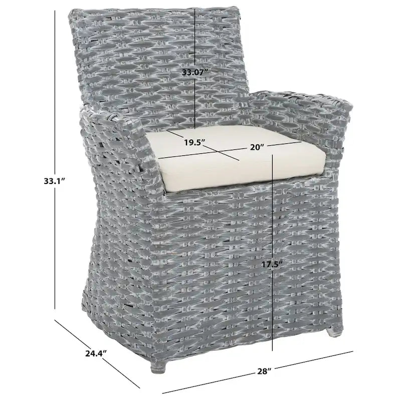 Šedé proutěné křeslo s vymývaným vzhledem – 28 Š x 24 H x 33 V