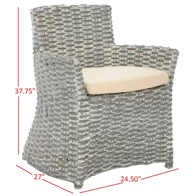 Šedé proutěné křeslo s vymývaným vzhledem – 28 Š x 24 H x 33 V