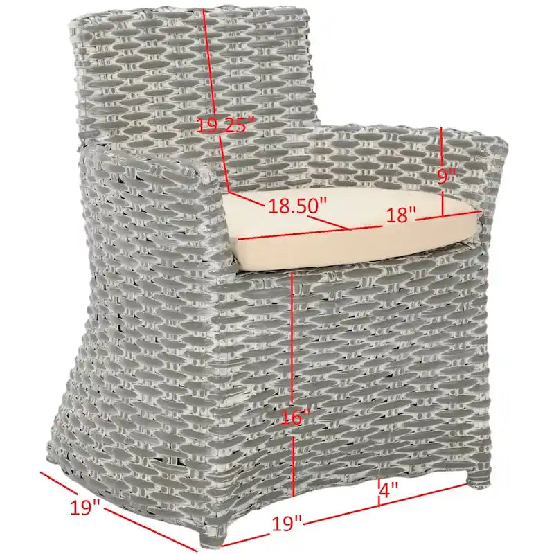 Šedé proutěné křeslo s vymývaným vzhledem – 28 Š x 24 H x 33 V