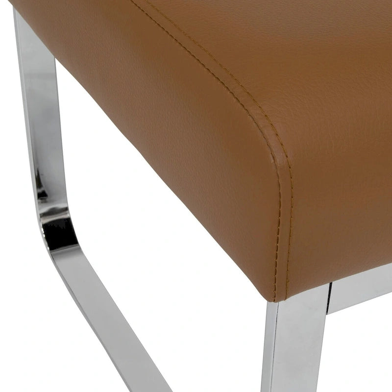 Obdélníkový moderní otoman z lepené kůže s chromovanými nohami