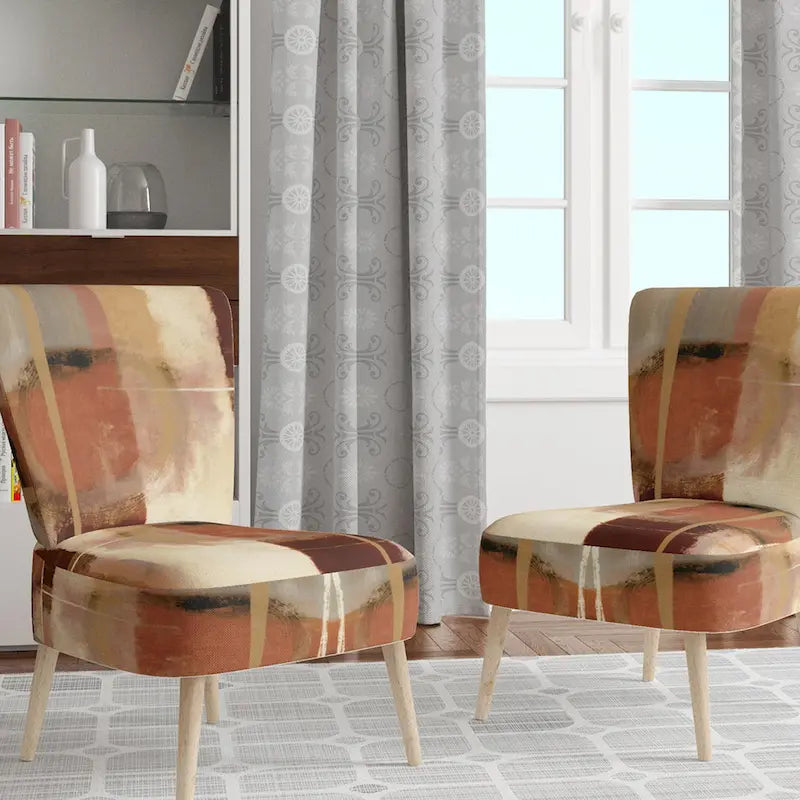 Čokoládově hnědé abstraktní čalouněné designové křeslo