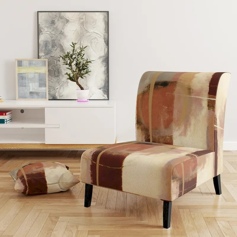 Čokoládově hnědé abstraktní čalouněné designové křeslo