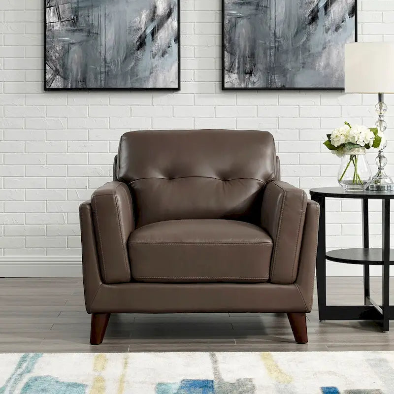 Hydeline Huntington Top Grain Leather Chair with Memory Foam and Springs